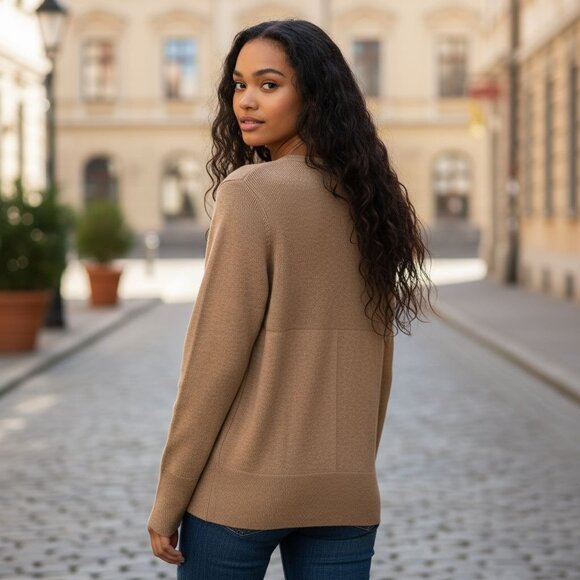 Royal Robbins Women's Wool Blend Camel Brown Textured Knit Sweater Small - Picture 7 of 16